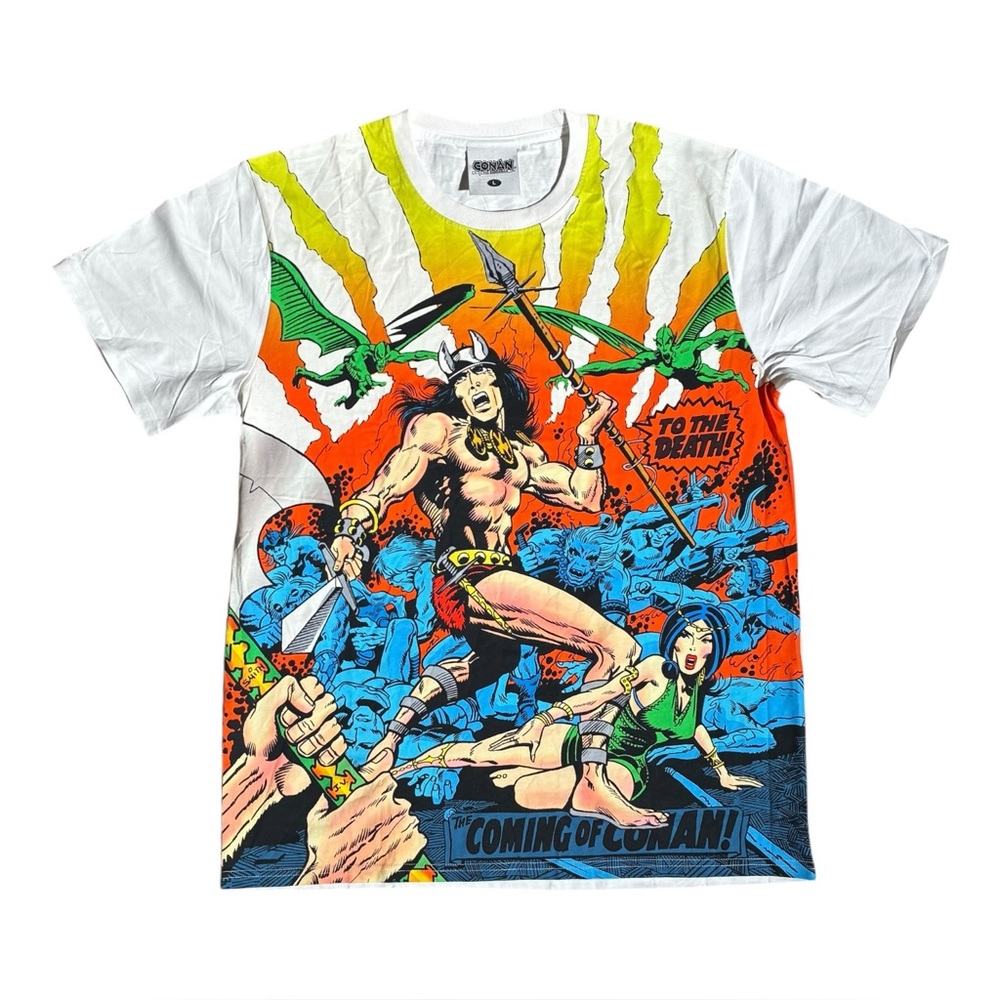 Conan The Barbarian The Coming Of Conan Allover Print Tee Shirt